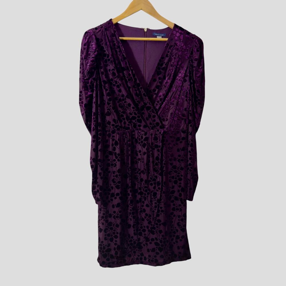 NWT Tommy Hilfiger Quilted Velvet Midi Dress Dark Purple